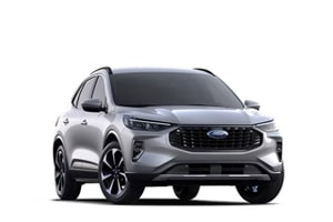 Silver SUV with distinctive grille and sleek design against white background.