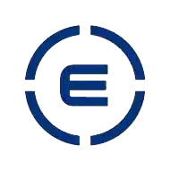 A blue circular emblem with a stylized 'E' in the center, segmented outer ring.