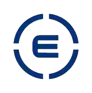 Logo circulaire bleu avec la lettre "E" stylisée au centre, design moderne et épuré.